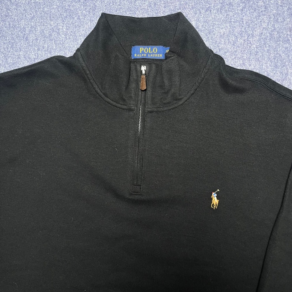 Polo Ralph Lauren Estate Rib Quarter Zip Pullover Black XXL Pullover Sweatshirt